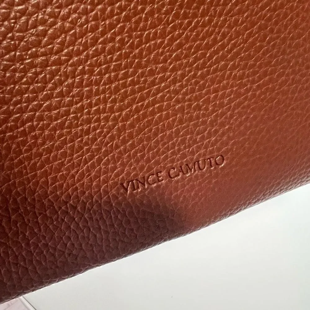 Vince Camuto Brown Black Stripe Vegan Leather Tote Shoulder Bag New! - Picture 2 of 5